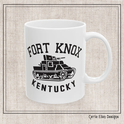Fort Knox Kentucky Army Tank Ceramic Mug – Vintage WWII U.S. Army Graphic Reproduction – 11oz & 15oz Sizes (P-6048)