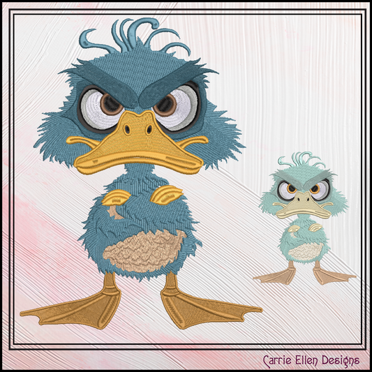Grumpy Duck with Attitude Machine Embroidery Design – Angry Farm Bird, Silly Animal Pattern, 6 Sizes, (3271)