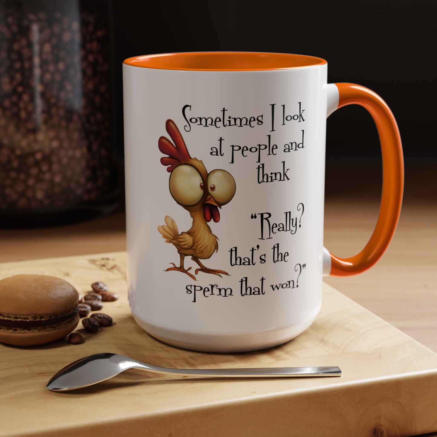 Funny Sarcastic Quote Mug | “That’s the Sperm That Won?” Colored Accent Coffee Mug 11oz & 15oz (3818)