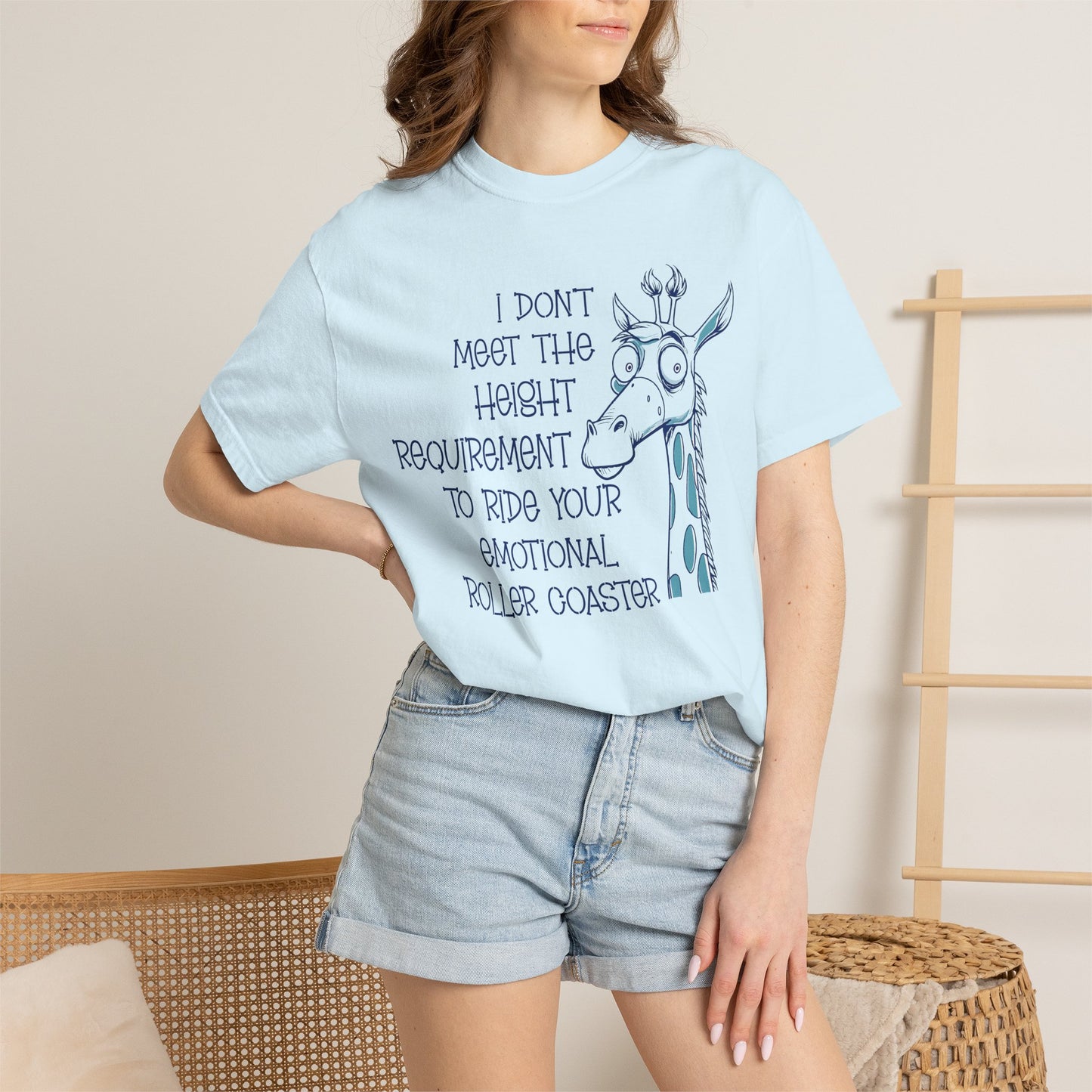 I Don't Meet the Height Requirement to Ride Your Emotional Roller Coaster Comfort Colors® Short Sleeve T-Shirt | Funny Giraffe Graphic Tee (4236)
