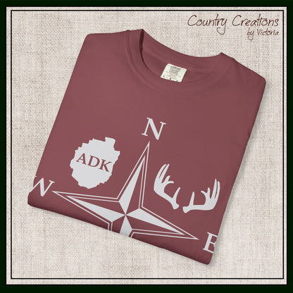 Adirondack Adventurers Compass Comfort Colors Short Sleeve Unisex T-Shirt - ADK Hunters Compass (P6027)