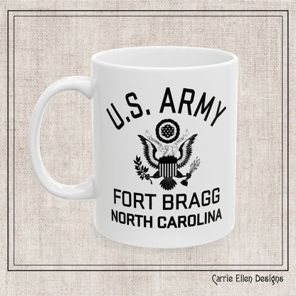 US Army Fort Bragg Eagle Emblem Ceramic Mug – Vintage WWII U.S. Army Reproduction – 11oz & 15oz (P-6040)