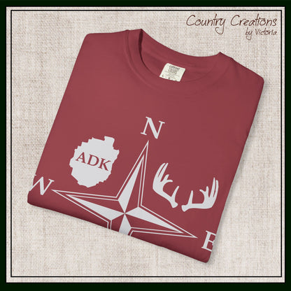 Adirondack Adventurers Compass Comfort Colors Short Sleeve Unisex T-Shirt - ADK Hunters Compass (P6027)