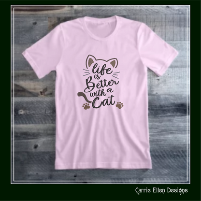 Life is Better With a Cat Machine Embroidery Design – Fun Cat Lover Quote Pattern, 6 Sizes (3420)