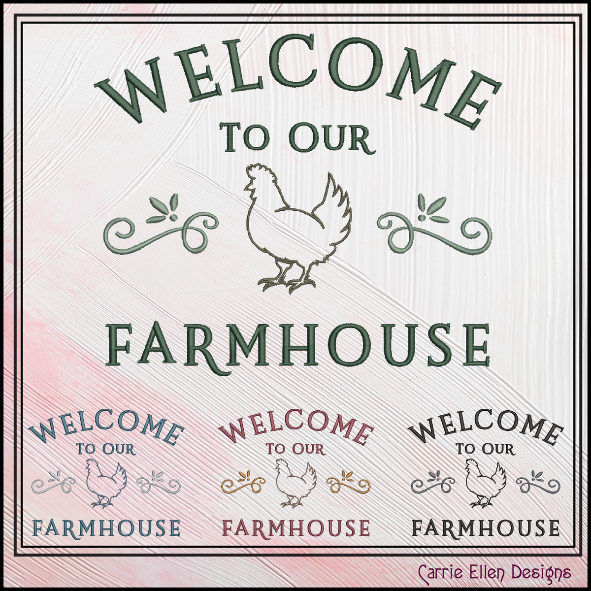 Welcome to our Farmhouse Machine Embroidery Design | Country Home Decor, 6 Sizes (3427)