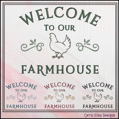 Welcome to our Farmhouse Machine Embroidery Design | Country Home Decor, 6 Sizes (3427)