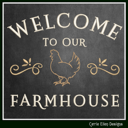 Welcome to our Farmhouse Machine Embroidery Design | Country Home Decor, 6 Sizes (3427)