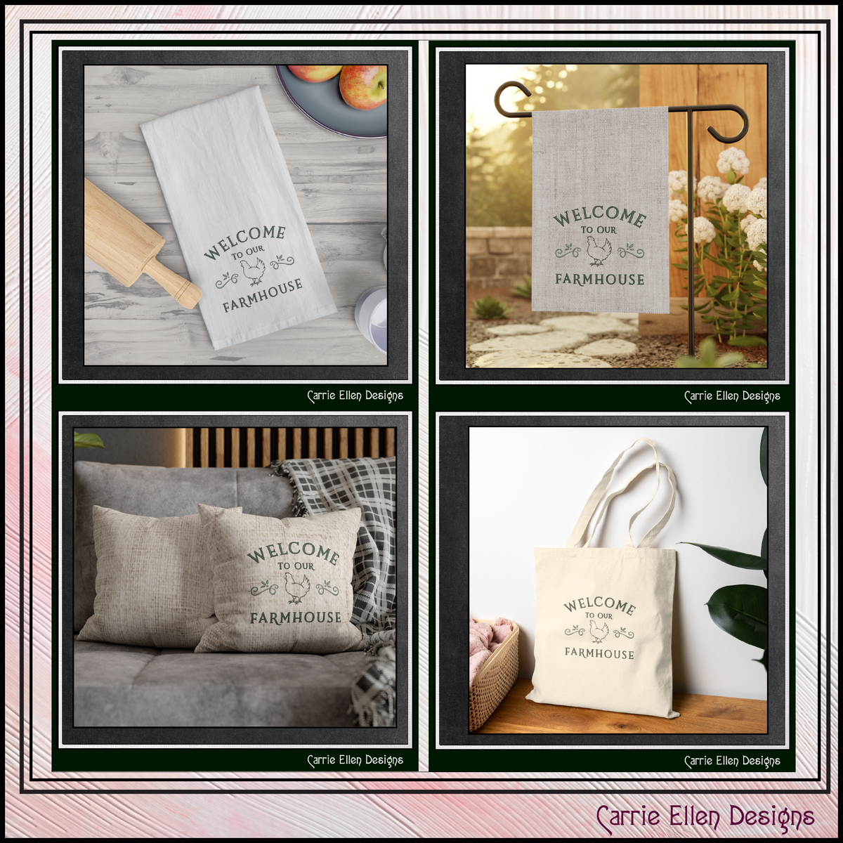 Welcome to our Farmhouse Machine Embroidery Design | Country Home Decor, 6 Sizes (3427)