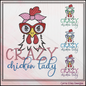 Crazy Chicken Lady Machine Embroidery Design – Funny Bird Saying | Sarcastic Farm Animal Humor, 6 Sizes (3430)