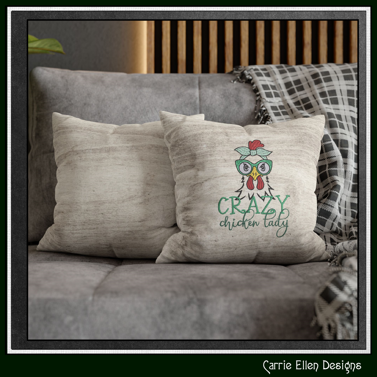 Crazy Chicken Lady Machine Embroidery Design – Funny Bird Saying | Sarcastic Farm Animal Humor, 6 Sizes (3430)