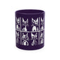 Geometric Cat Color Mug | Minimalist Cat 11oz Ceramic Coffee Mug | 8 Color Choices (4276)