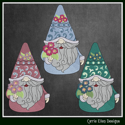 Flower Loving Gnome Machine Embroidery Design, Flowers Garden Gnome Pattern, 6 Sizes (3491)