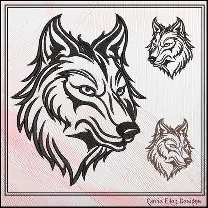 Wolf Head Profile Machine Embroidery Design, Majestic Wildlife Animal Pattern, 6 Sizes (3497)
