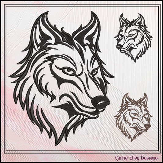 Wolf Head Profile Machine Embroidery Design, Majestic Wildlife Animal Pattern, 6 Sizes (3497)