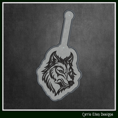 Wolf Profile ITH Key Fob Machine Embroidery Design – Wildlife Animal In-The-Hoop Key Tag Project (3498)