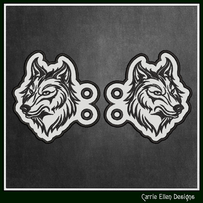 Wolf Profile ITH Shoe Wing Machine Embroidery Design – Wildlife Animal Shoe Décor | In-The-Hoop Pattern (3499)