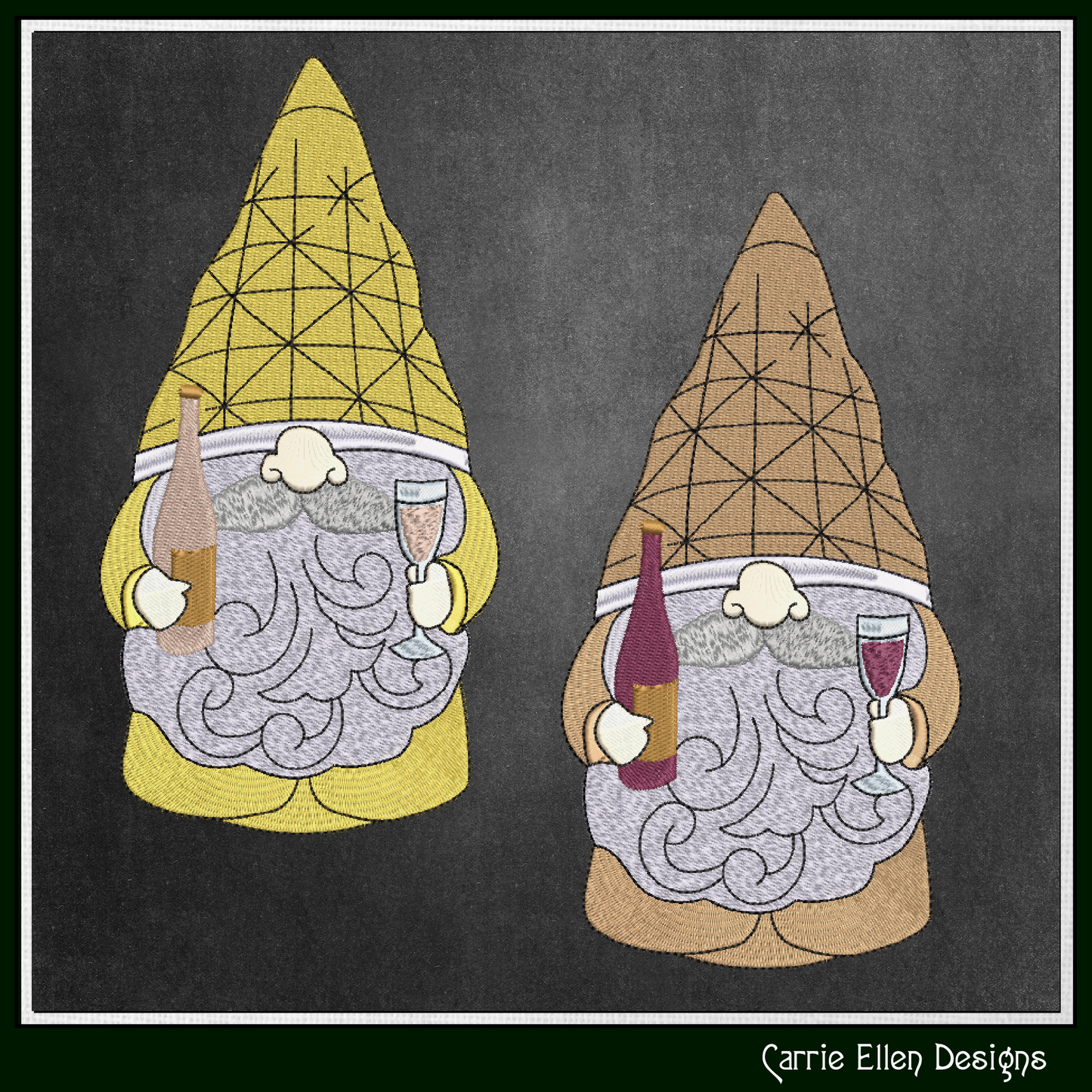 Wine Loving Gnome Machine Embroidery Design – Party Themed Gnome Pattern, 6 Sizes (3517)