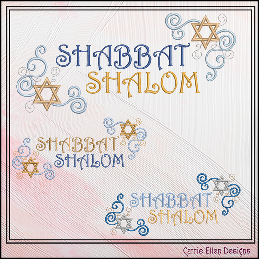 Shabbat Shalom Judaica Machine Embroidery Design – Challah & Kiddush Cup Embroidery Pattern, 6 Sizes (3525)
