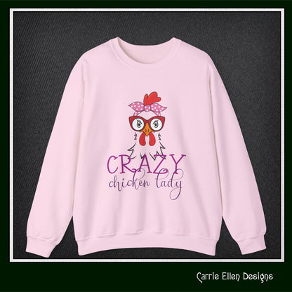 Crazy Chicken Lady Crewneck Sweatshirt – Unisex Long Sleeve Crew Neck Sweatshirt | Cozy Farmhouse Apparel (P-6079)