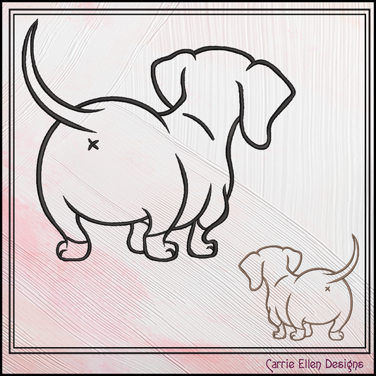 Dog Butt Machine Embroidery Design – Funny Dog with Attitude Walking Away Stitch Pattern, 6 Sizes (3531)