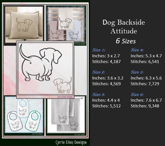 Dog Butt Machine Embroidery Design – Funny Dog with Attitude Walking Away Stitch Pattern, 6 Sizes (3531)