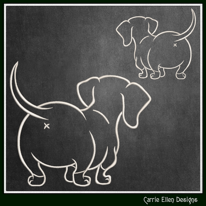 Dog Butt Machine Embroidery Design – Funny Dog with Attitude Walking Away Stitch Pattern, 6 Sizes (3531)