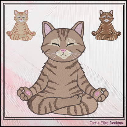 Zen Meditation Kitty Embroidery Design | Peaceful Yoga Cat Machine Stitch Pattern, 6 Sizes, 6 Sizes (3533)