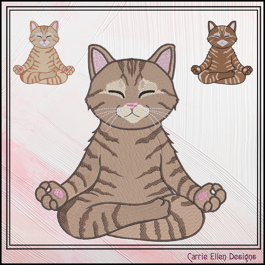 Zen Meditation Kitty Embroidery Design | Peaceful Yoga Cat Machine Stitch Pattern, 6 Sizes, 6 Sizes (3533)
