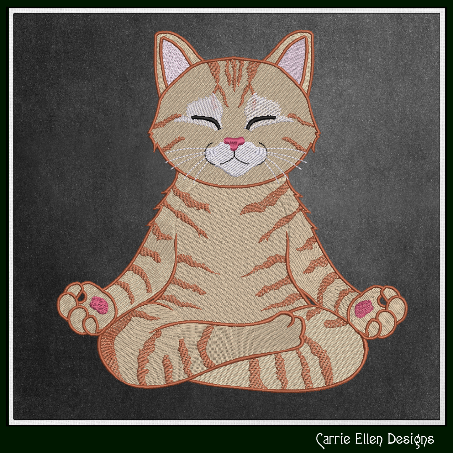 Zen Meditation Kitty Embroidery Design | Peaceful Yoga Cat Machine Stitch Pattern, 6 Sizes, 6 Sizes (3533)