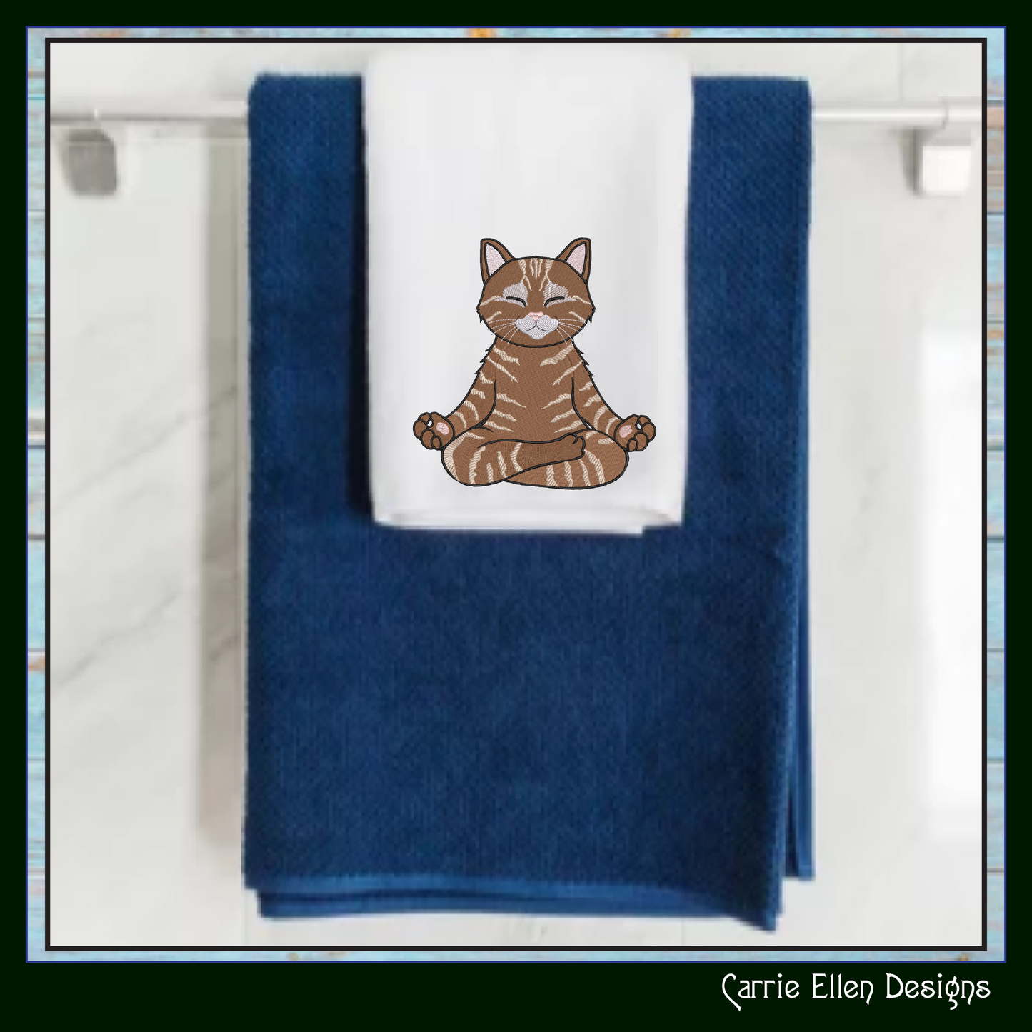 Zen Meditation Kitty Embroidery Design | Peaceful Yoga Cat Machine Stitch Pattern, 6 Sizes, 6 Sizes (3533)