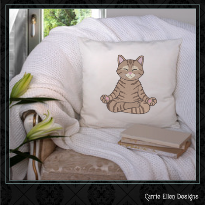 Zen Meditation Kitty Embroidery Design | Peaceful Yoga Cat Machine Stitch Pattern, 6 Sizes, 6 Sizes (3533)