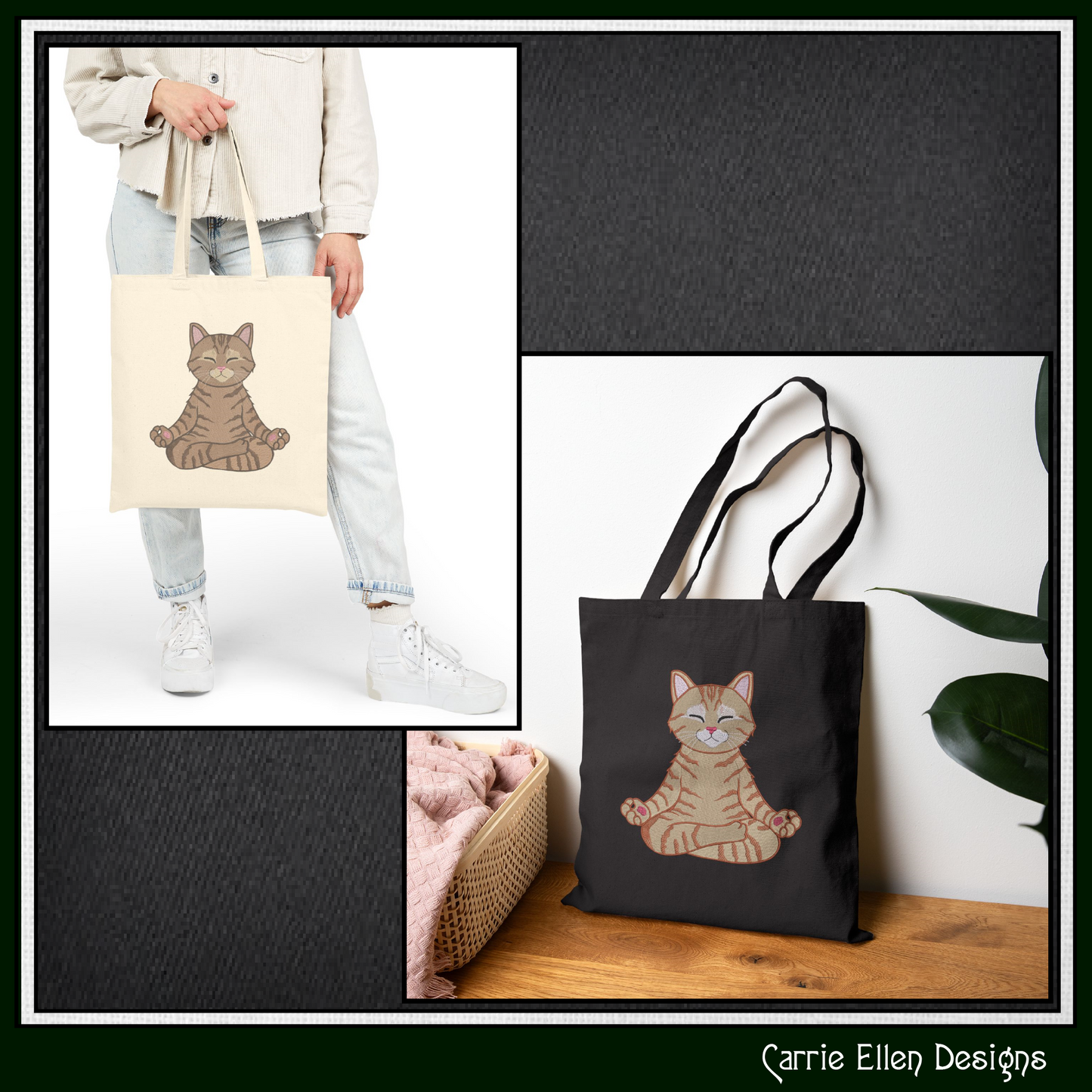 Zen Meditation Kitty Embroidery Design | Peaceful Yoga Cat Machine Stitch Pattern, 6 Sizes, 6 Sizes (3533)