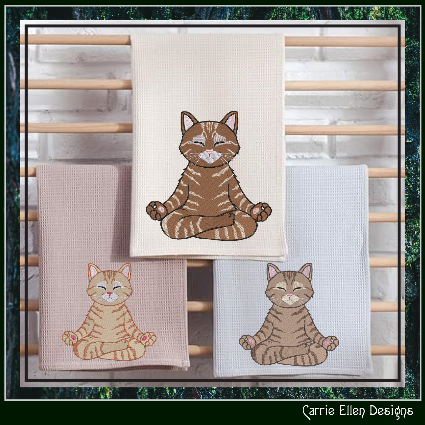 Zen Meditation Kitty Embroidery Design | Peaceful Yoga Cat Machine Stitch Pattern, 6 Sizes, 6 Sizes (3533)