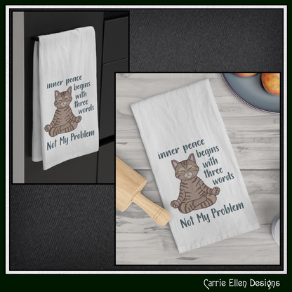 Inner Peace Begins with Three Words Machine Embroidery Saying with Kitty – Inspirational Sassy Quote Pattern, 6 Sizes, 6 Sizes (3534)