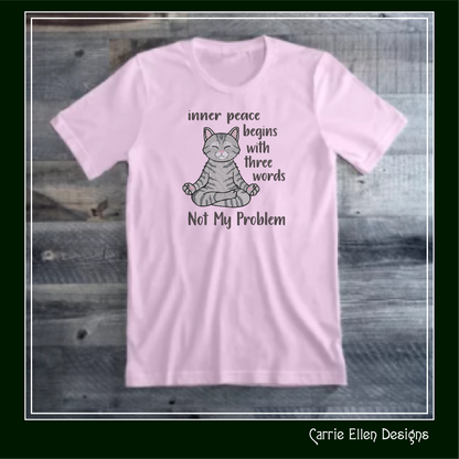 Inner Peace Begins with Three Words Machine Embroidery Saying with Kitty – Inspirational Sassy Quote Pattern, 6 Sizes, 6 Sizes (3534)