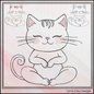 Meditating Smiling Kitty Embroidery Design | Zen Cat Machine Stitch Pattern, 6 Sizes,(3547)