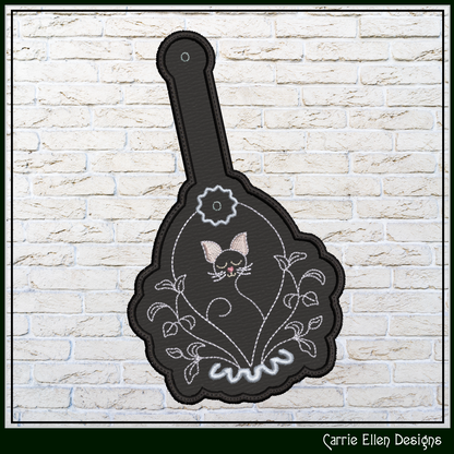 Floral Cat Artistic ITH Machine Embroidery Key Tag Design | In-The-Hoop Cat Lover Keychain Pattern (3549)