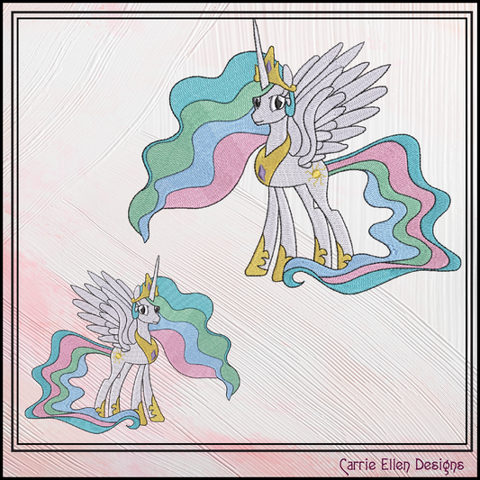 MLP Princess Celestia Machine Embroidery Design | My Little Pony Inspired Classic Character, 6 Sizes (3555)