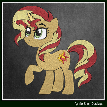 MLP Sunset Shimmer Machine Embroidery Design | My Little Pony Inspired Character, 6 Sizes (3557)