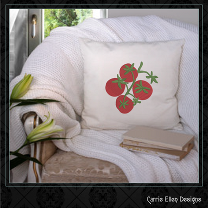 Vine Ripened Tomato Machine Embroidery Design – Fresh Garden Vegetable Pattern, 6 Sizes (3565)