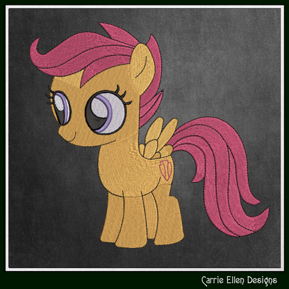 MLP Scootaloo Machine Embroidery Design | My Little Pony Inspired Classic Character, 6 Sizes (3568)