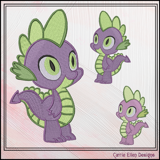 MLP Spike Machine Embroidery Design | My Little Pony Inspired Dragon Character, 6 Sizes (3572)