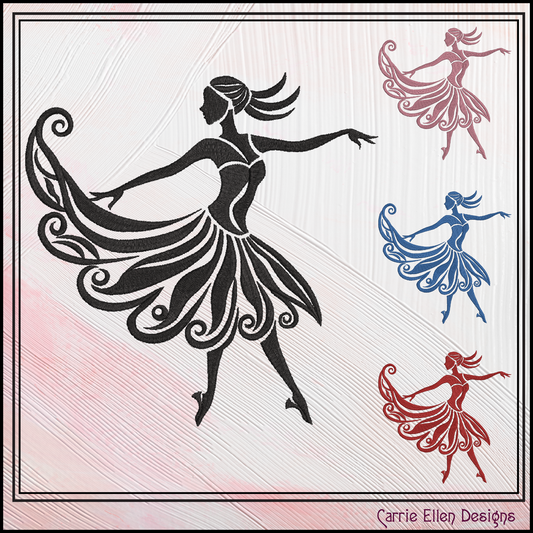 Artistic Dancer Silhouette Machine Embroidery Design | Elegant Dancer Pattern, 6 Sizes (3594)