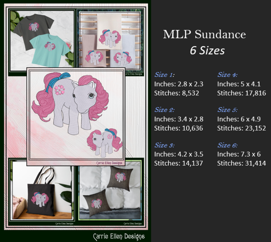 MLP Sundance Machine Embroidery Design | My Little Pony Inspired Classic Character, 6 Sizes (3600)