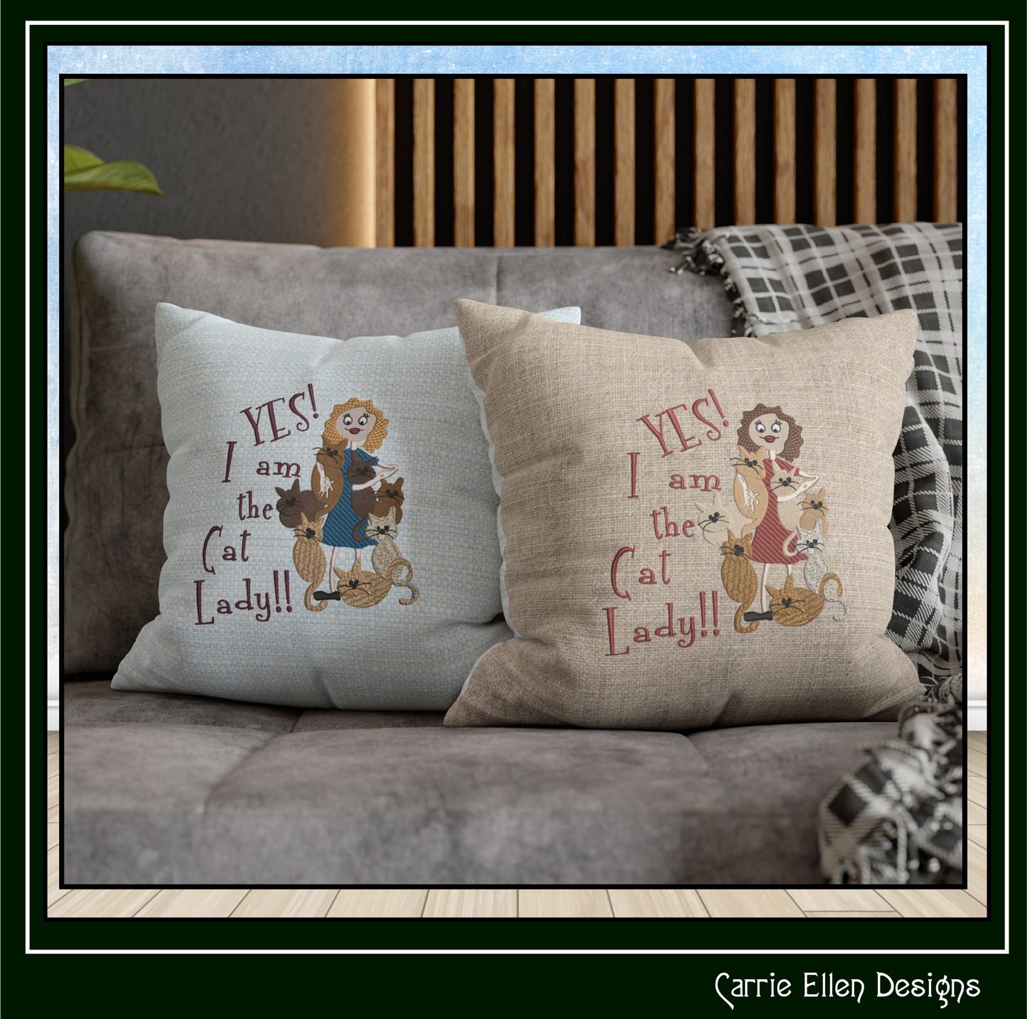 Yes, I Am The Cat Lady Machine Embroidery Design – Funny Cat Lover Quote Pattern, 6 Sizes (3629)