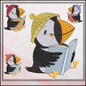 Puffin Bird Reading Machine Embroidery Design – Cute Book Lover Seabird Pattern, 6 Sizes (3633)