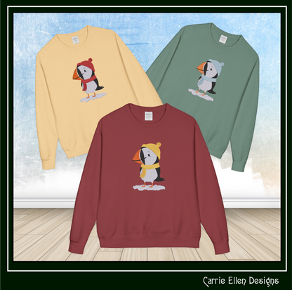 Puffin Bird Dresses for Winter Machine Embroidery Design – Cute Seabird in Winter Clothes, 6 Sizes (3634)