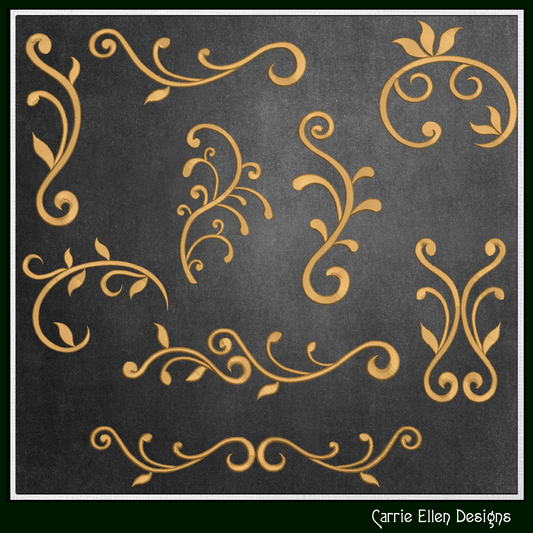 Vine Design Elements Machine Embroidery Design Bundle – 9 Individual Patterns, 6 Sizes Each (3646)