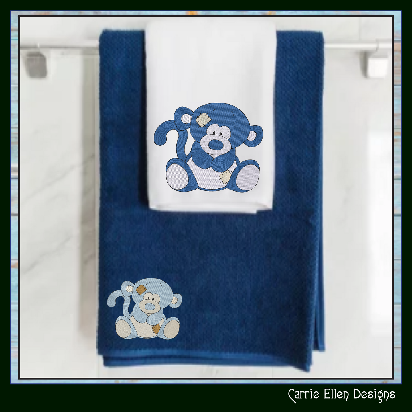 Blue Nose Monkey Embroidery Design | Cute Plush Monkey Machine Embroidery Pattern | 6 Sizes (3649)