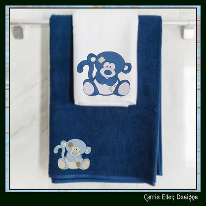 Blue Nose Monkey Embroidery Design | Cute Plush Monkey Machine Embroidery Pattern | 6 Sizes (3649)